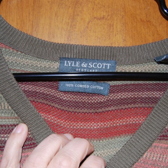 Lyle & Scott Men Sweater Casual 100% Combed Cotton Pullover size XL Striped - Picture 4 of 6